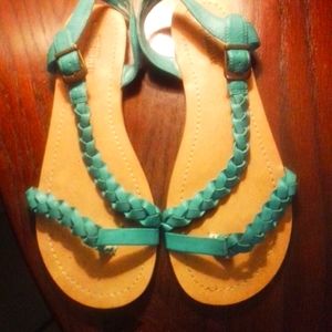 Mossimo Supply Company Women's Turquoise Leather Sandals